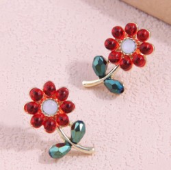 Aretes Flor Roja  1D1