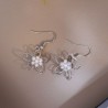 Aretes Flor y Perlitas Plateada 2D7