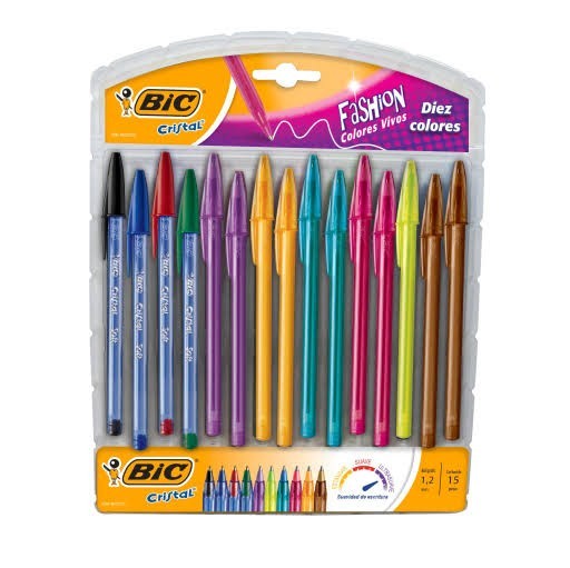 BOLIGRAFO CRISTAL FASHION SURTIDO PUNTO MEDIANO 15 PZ-BIC-BOLIGRAFO
