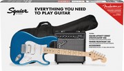 Paquete Guitarra Eléctrica Squier Affinity Series Stratocaster HSS Pack, Maple Fingerboard, Lake Placid Blue, Funda, Frontman 15