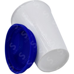 Vaso Tumbler de cerámica 15oz. Cónico con tapa de silicón color azul ColorMake