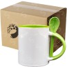 Taza de cerámica 11oz Con cuchara Interior verde (Caja de 36) Color Make