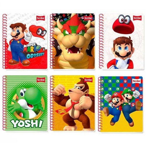 CUADERNO PROFESIONAL PASTA SEMI RIGIDA MARIO BROS CUADRO GRANDE 100H-SCRIBE-BLOCK O CUADERNOS