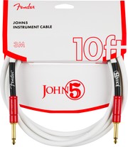 Cable Fender John 5 , White and Red, 3m