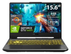 Laptop Gamer ASUS TUF GAMING A15: Video GeForce GTX 1660Ti, Procesador AMD Ryzen 5 4600H (hasta 4.00 GHz), Memoria de 8GB DDR4,