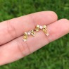 Aretes Lazo Corazon Rosa Chapa de Oro Az201