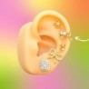 Aretes Lazo Corazon Rosa Chapa de Oro Az201
