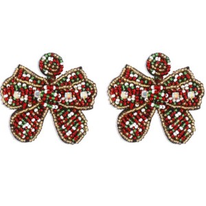 Aretes Lazo de Cuentas Navideño 4E30