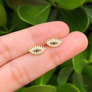 Aretes Ojo Chapa de Oro 18K Az231