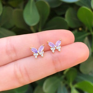 Aretes Mariposa Chapa de Oro Az135
