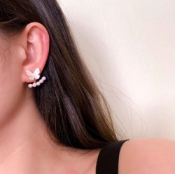 Aretes Mariposa y Perlitas Chapa de Oro 1M6