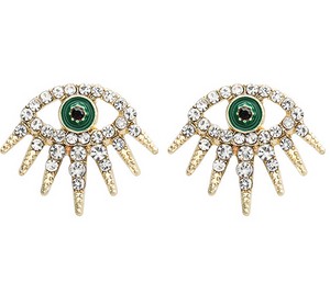 Aretes Ojo Pestañas Brillantes 2J1