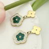 Aretes Trebol Dorado.Verde Acero Inox  1X5