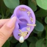 Aretes Rayo Chapa de Oro Az87