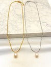 Collar Oval Perla Acero