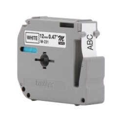 Cinta Brother M231 Negro sobre Blanco, 12mm x 8m