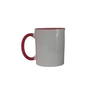 TAZA BLANCA FILO Y ASA ROJA 11 OZ