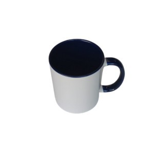 TAZA BLANCA INTERIOR Y ASA AZUL 11 OZ
