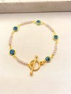 Pulsera Ojito Turquesa Perlas Broche T