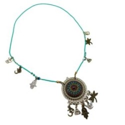 Collar con atrapasueños y madera pintada a mano