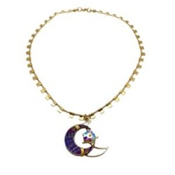 Collar con LUNA de madera pintada a mano