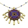 Collar con ojo de madera pintado a mano, pewter con chapa