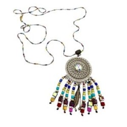 Collar largo con atrapasueños y canutillo