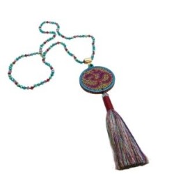 Collar largo OM hecho a mano pieza única mexican boho multicolor