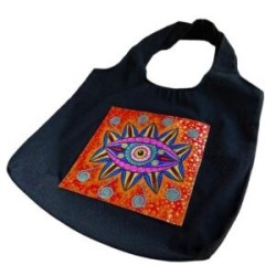 Bolsa de manta negra con ojo pintado a mano