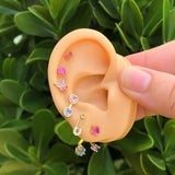 Aretes Rosa Chapa de Oro AZ112