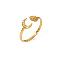 Anillo Dorado Luna Sol Acero Inoxidable  C659