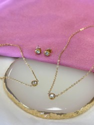 Juego circulo zirconia (aretes, pulsera, collar) 16