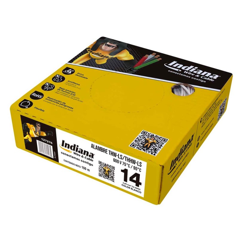 CABLE THW-LS 14 BLANCO INDIANA CAJA
