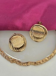 Aretes doble circulo rayas #C127