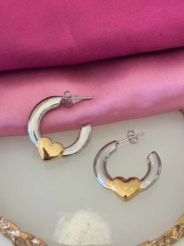 Aretes bicolor corazon 33C