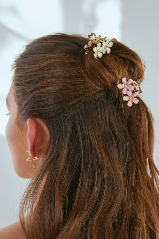 Juego de mini pinzas florales de strass