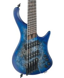 Ibanez Bajo Eléctrico 5 Cuerdas Azul Veteado Mate EHB1505MS-PLF con Funda, Bass Workshop