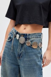 Cinturón con cadena estampada de strass