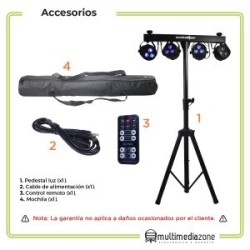 Dj Stand 4 Luces Rgbw 4 En 1 Par 64 Dmx Pedestal Luz Dj