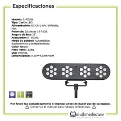Cañon Led Cuadruple Iluminacion Rgb Con Soporte S-ADAN
