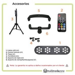 Cañon Led Cuadruple Iluminacion Rgb Con Soporte S-ADAN