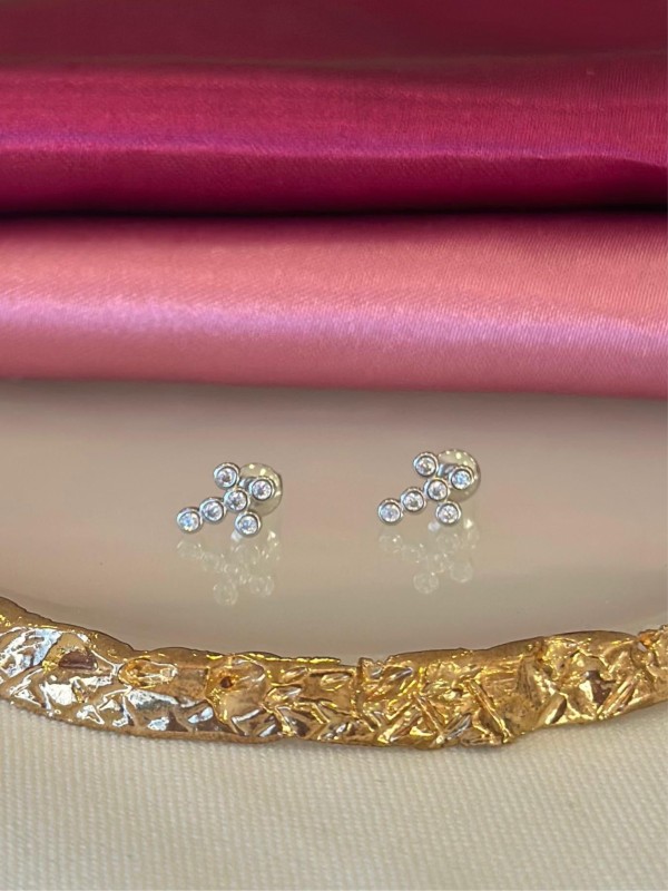 Aretes cruces circulos plateadas zirconia 76