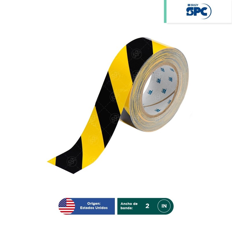 Cinta de seguridad de poliéster de franjas para marcar pisos ToughStripe SPC 2?x100?