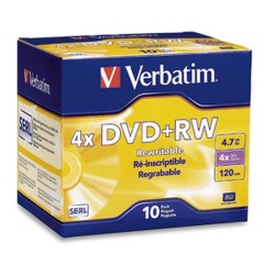 DVDRW Verbatim 4X 4.7 GB 10PK Slim Case 94839