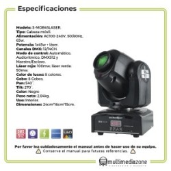 Cabeza Movil Led Beam 1x45w Rgbw Laser Verde Rojo Gobos