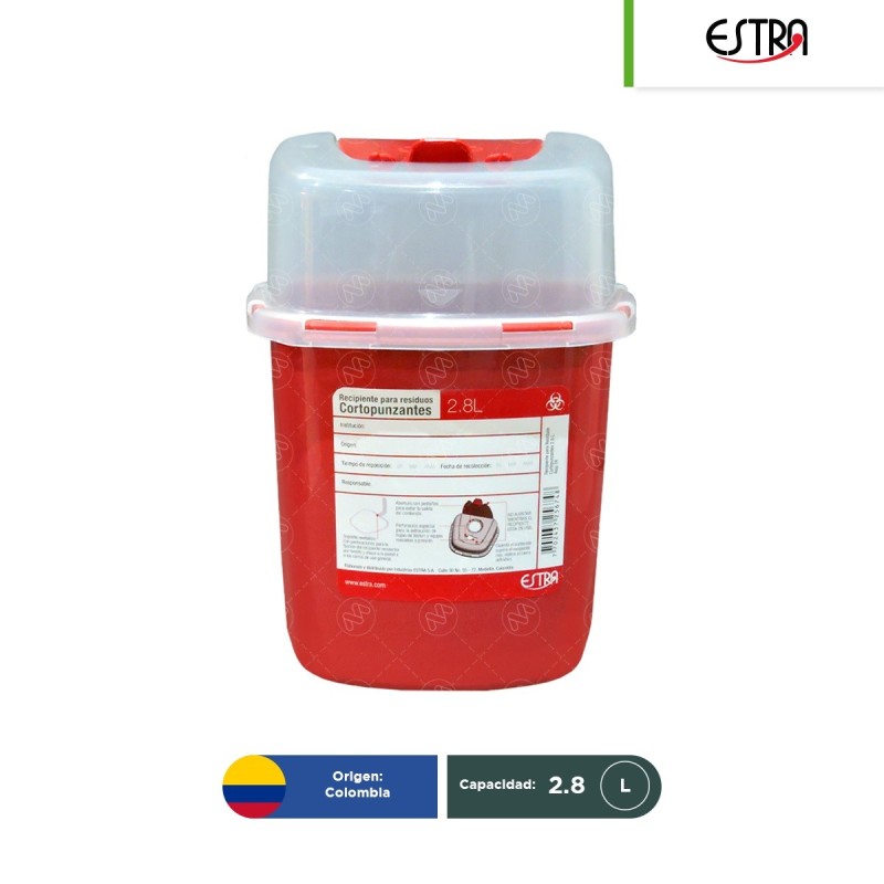 Contenedor para punzocortantes Estra RPBI 2.8 L