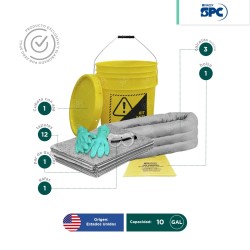 Kit antiderrames universal no quimicos SPC 10 Gal | absorción 9 Gal