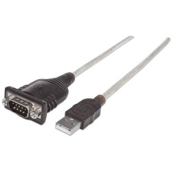 ADAPTADOR MANHATTAN RS-232 MACHO – USB MACHO, 45CM, TRANSPARENTE, 205153