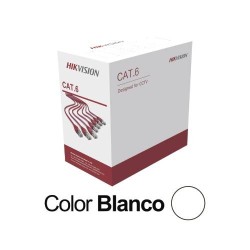 BOBINA DE CABLE HIKVISION UTP CAT6 24 AWG, 305 METROS, BLANCO, INTERIOR, DS-1LN6U-W/CCA