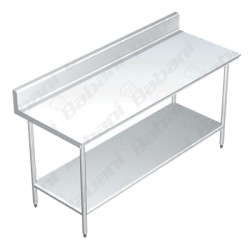 Mesa de Tajo con Lambrín CON Entrepaño - 2.40 X 0.70 X 0.90    Acero Inoxidable Tipo 304